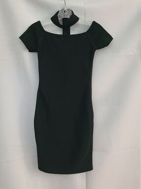 Marciano Sz M Black Bodycon Sexy Club Party Cocktail Choker Neckline Mini Dress